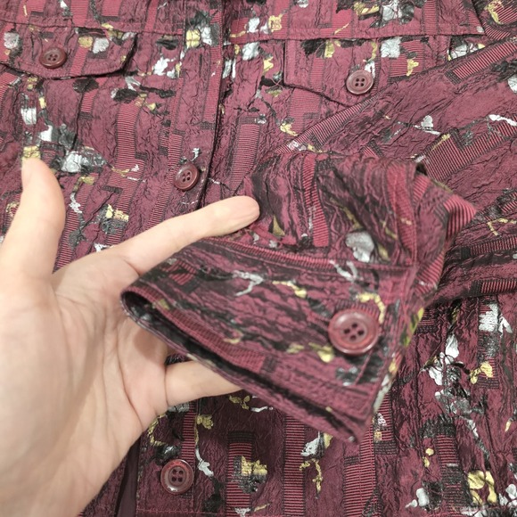 Vintage Erin London Jacket Women's Small Burgundy Floral Textured Art To Wear S - Picture 5 of 11